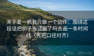 关于爱一帆我只做一个动作：围绕这段话把例子当证据了吗去画一条时间线（先把口径对齐）