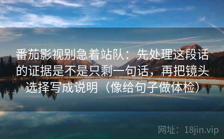 番茄影视别急着站队：先处理这段话的证据是不是只剩一句话，再把镜头选择写成说明（像给句子做体检）