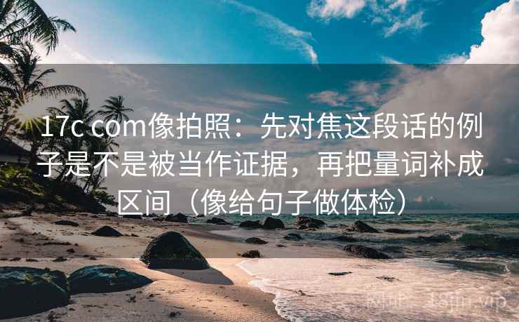 17c com像拍照：先对焦这段话的例子是不是被当作证据，再把量词补成区间（像给句子做体检）